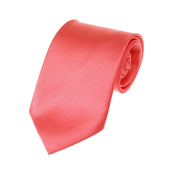 NYFASHION101 Men's Solid Color Polyester Tie PS06-Coral Rose