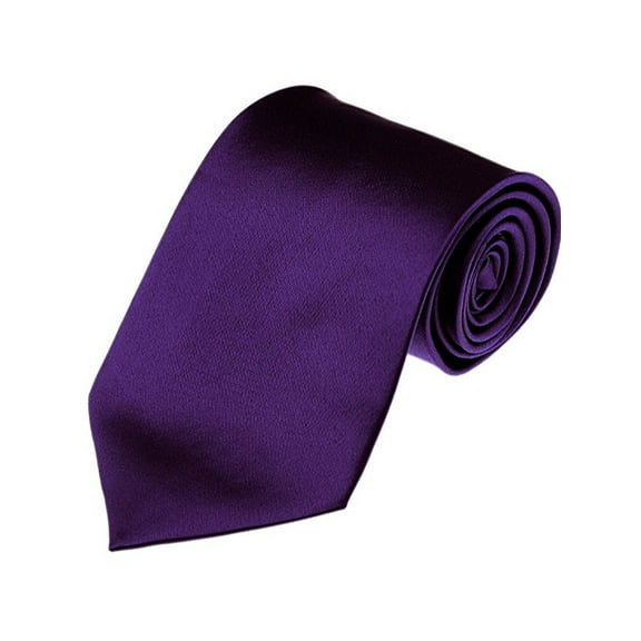 NYFASHION101 Men's Solid Color Polyester Tie PS103-Eggplant