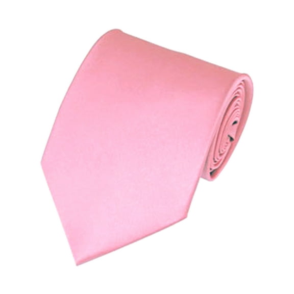 NYFASHION101 Men's Solid Color Polyester Tie PS15-Pink