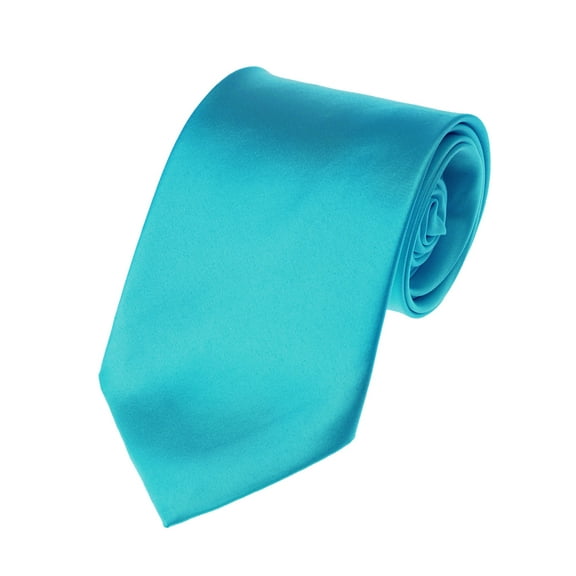 NYFASHION101 Men's Solid Color Polyester Tie PS18-Turquoise