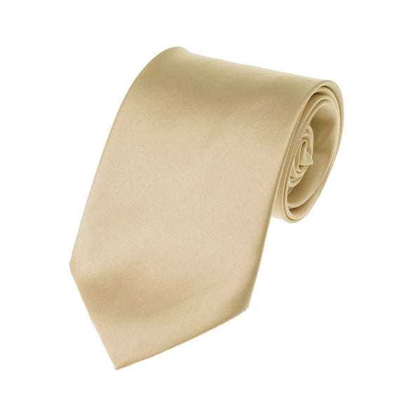 NYFASHION101 Men's Solid Color Polyester Tie PS41-Beige