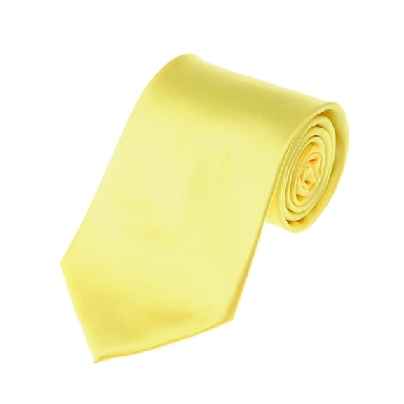 NYFASHION101 Men's Solid Color Polyester Tie PS45-Light Yellow