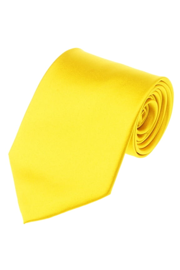 Men's Solid Color Polyester Tie PS49-Lemon Yellow