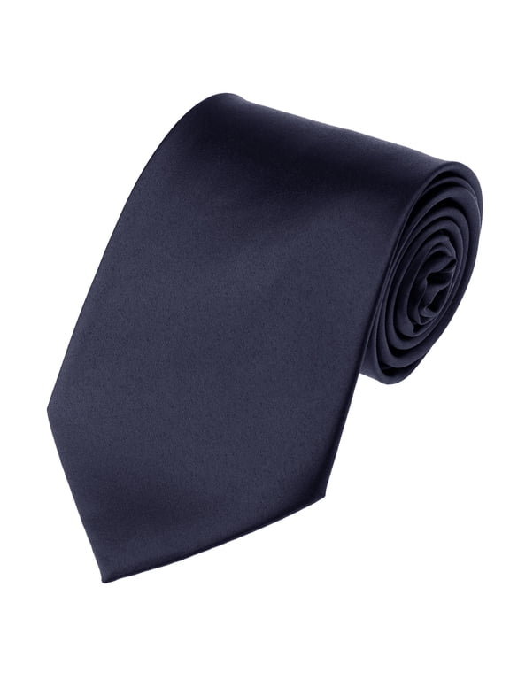 Men's Solid Color Polyester Tie PS53-Navy Blue