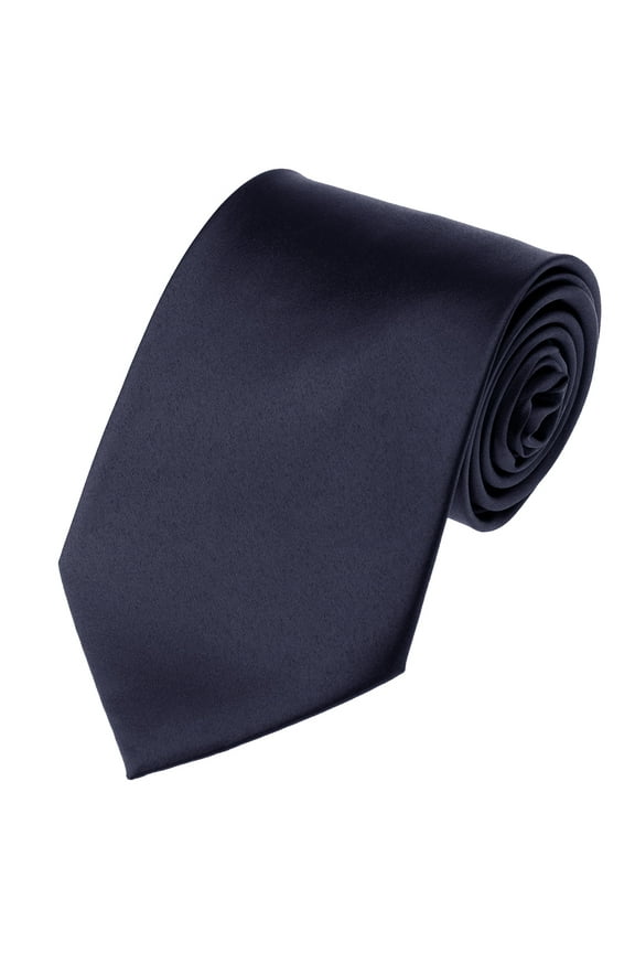 Men's Solid Color Polyester Tie PS53-Navy Blue