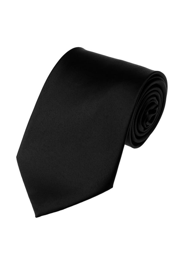 Men's Solid Color Polyester Tie PS58-Black