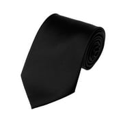 NYFASHION101 Men's Solid Color Polyester Tie PS58-Black