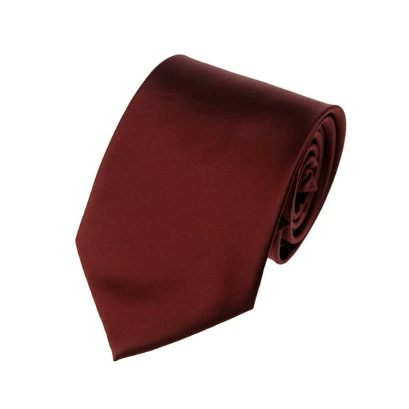 NYFASHION101 Men's Solid Color Polyester Tie PS62-Burgundy