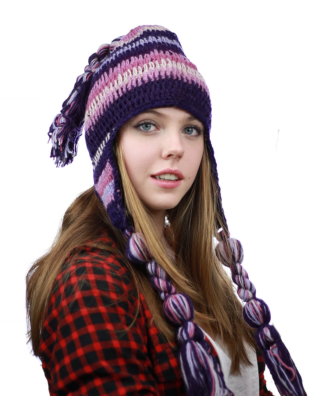 NYFASHION101 Nepal Handmade Ear Flaps Wool Fleece Lined Winter Hat - C10 PU  - Walmart.com, image size:1050x1300