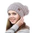 thumbnail image 1 of NYFASHION101® Pom Pom Oversized Baggy Slouchy Thick Winter Beanie Hat - Rose Mix, 1 of 3