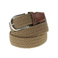 thumbnail image 1 of NYFASHION101 Rounded Metal Buckle Brown Inlay Elastic Braided Woven Stretch Belt, Khaki - XL, 1 of 3