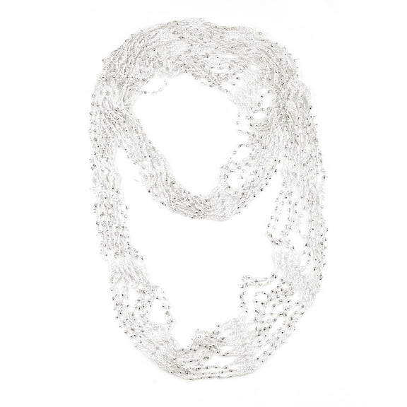 NYFASHION101® Silver-Tone Beaded Skinny Fishnet Infinity Loop Scarf - White