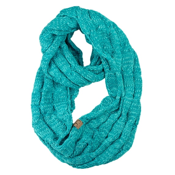 NYFASHION101 Soft Warm Chunky Cable Knit Infinity Loop Scarf - 2 Tone Mint