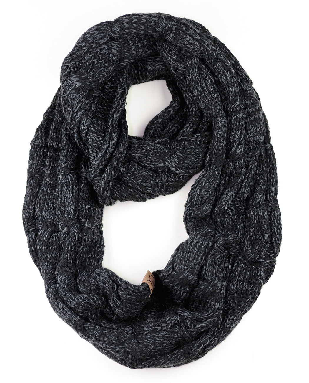 NYFASHION101 Soft Warm Chunky Cable Knit Infinity Loop Scarf - Black ...
