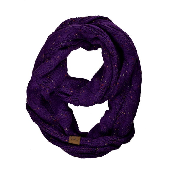 NYFASHION101 Soft Winter Warm Chunky Knit Cowl Infinity Loop Scarf, Confetti Purple