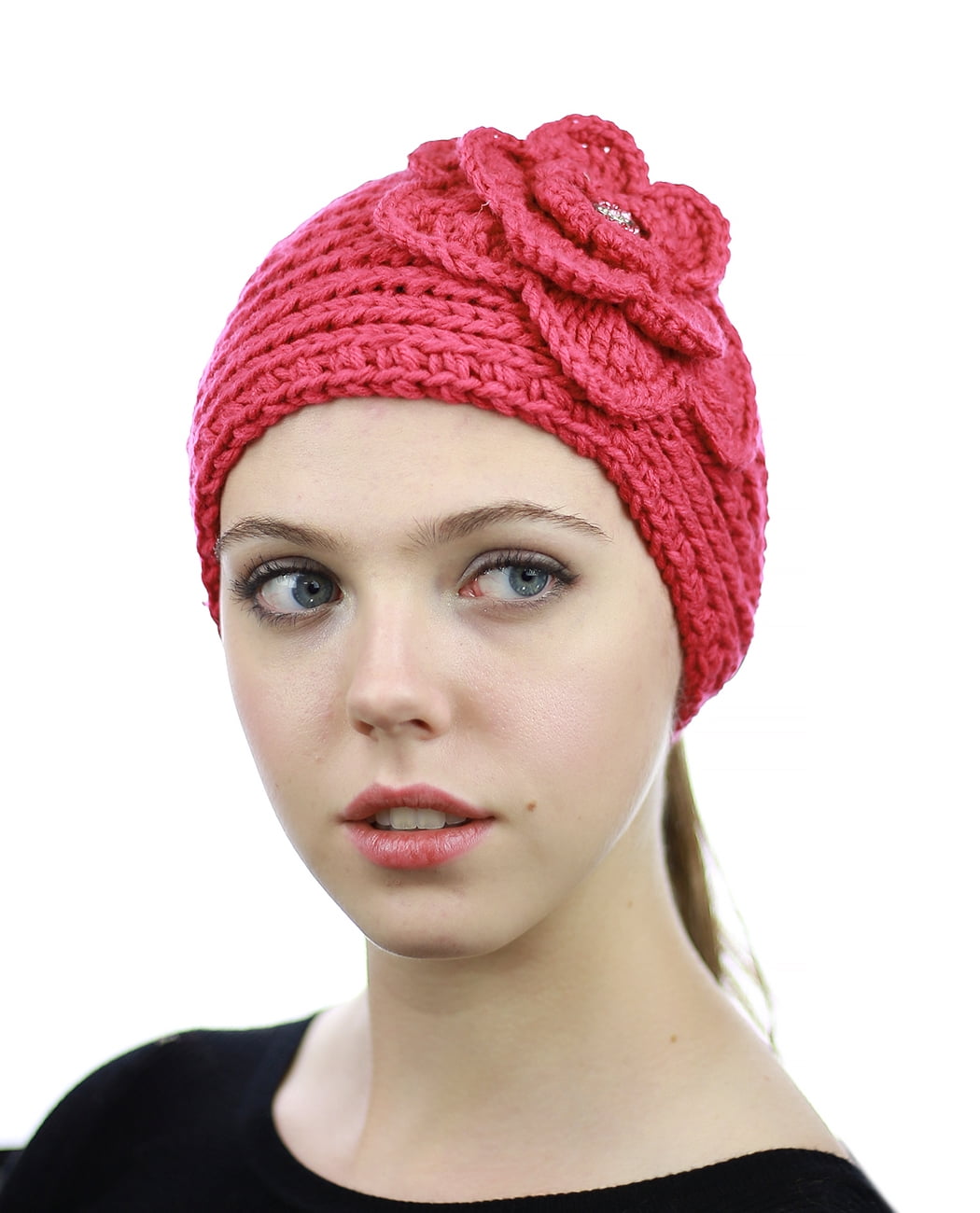 NYFASHION101 Stone Accent Hand Knitted Flower Winter  display picture 1
