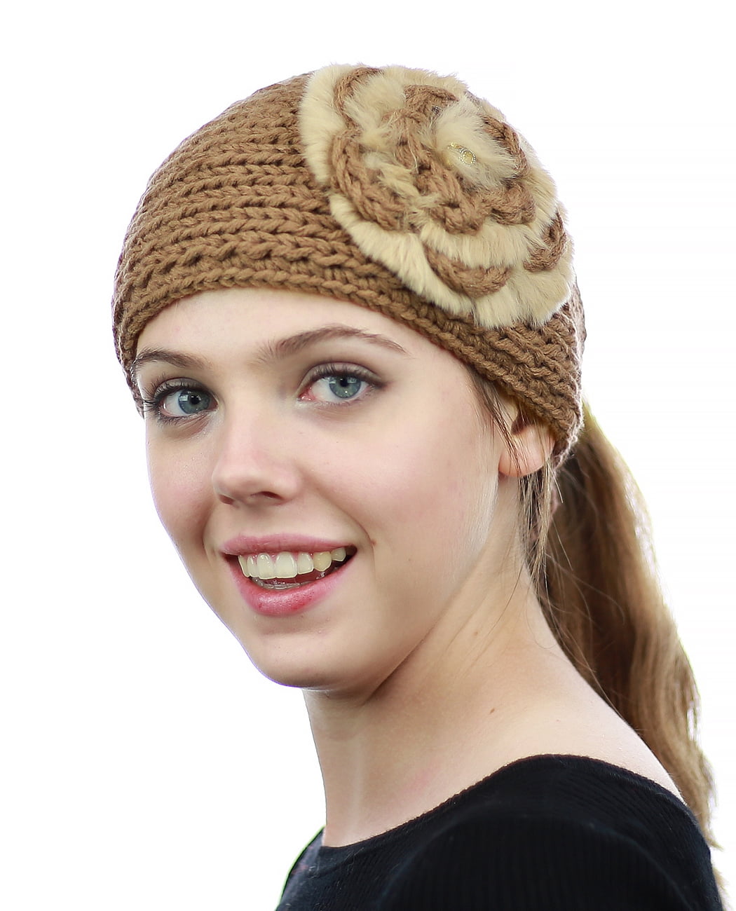 NYFASHION101 Stone Accent Hand Knitted Flower Winter  display picture 1