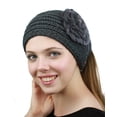 thumbnail image 1 of NYFASHION101 Stone Accent Hand Knitted Flower Winter Headband Headwrap - NAG320Y, Dark Gray, 1 of 4