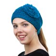 thumbnail image 1 of NYFASHION101 Stone Accent Hand Knitted Flower Winter Headband Headwrap - NAG320Y, Teal, 1 of 4