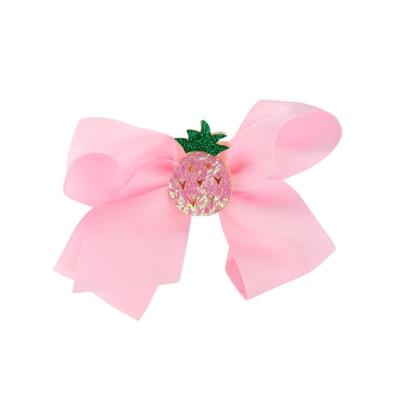 NYFASHION101 Toddlers' Girls' Sequin Pineapple Grosgrain Ribbon Bow Alligator Clip, Light Pink