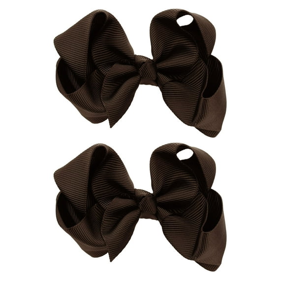 NYFASHION101 Toddlers' Girls' Smooth Grosgrain Ribbon Bow Alligator Clip, Brown
