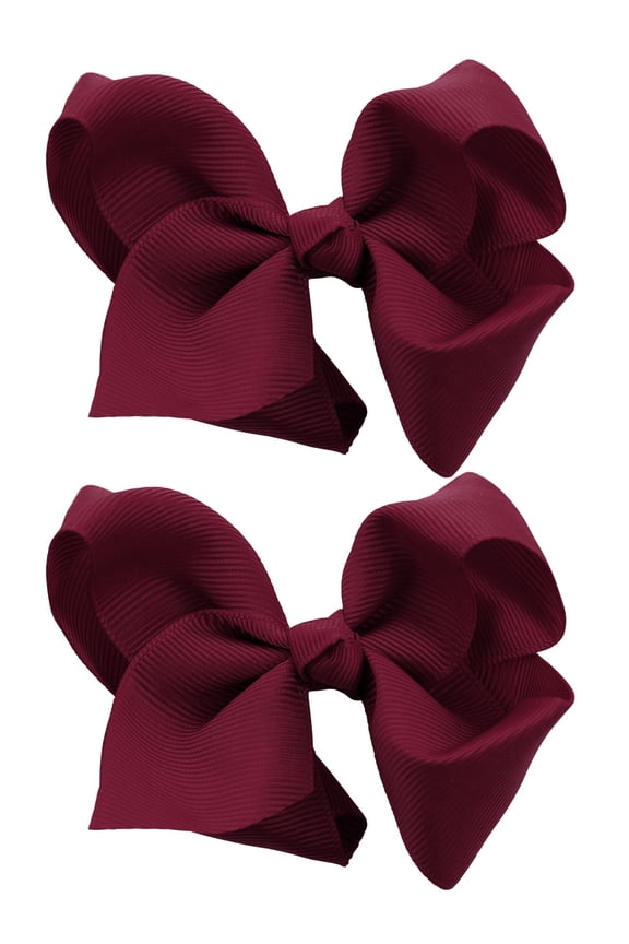 Toddlers' Girls' Smooth Grosgrain Ribbon Bow Alligator Clip, Burgundy