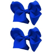NYFASHION101 Toddlers' Girls' Smooth Grosgrain Ribbon Bow Alligator Clip, Royal Blue
