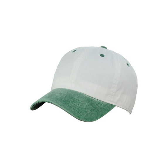 NYFASHION101 Unisex Adjustable 6-Panel Low-Profile Baseball Cap LOW100- Washed White/Green