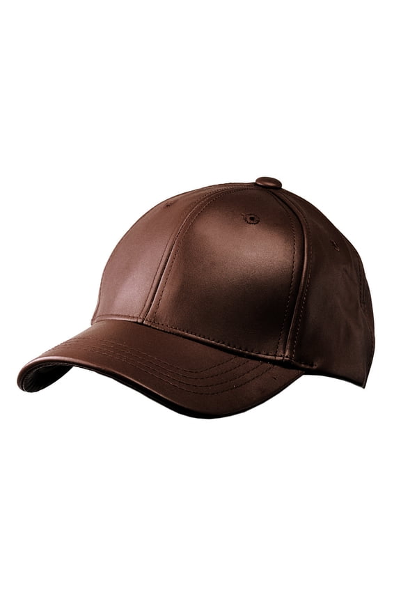 Unisex Adjustable PU Leather Precurved Bill Baseball Cap Hat - Brown