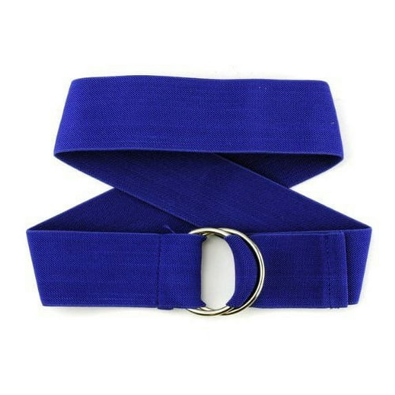 NYFASHION101 Unisex Canvas Stretch Elastic Belt with Silver Metal Round Buckle, Royal Blue