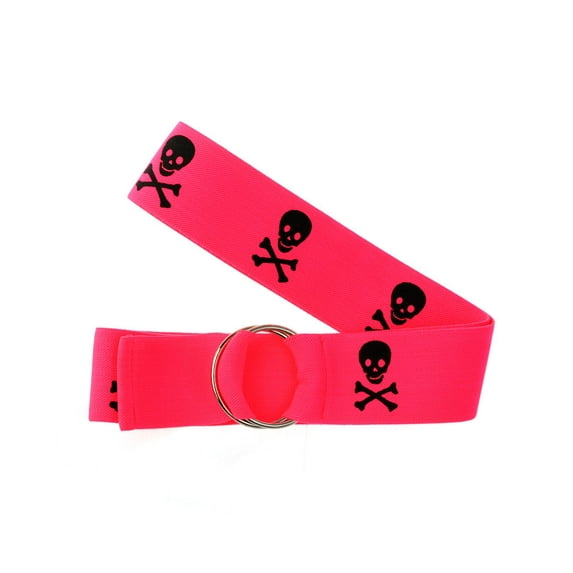 NYFASHION101 Unisex Canvas Stretch Elastic Belt with Silver Metal Round Buckle, Skull, Gray