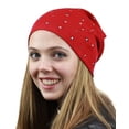 thumbnail image 1 of NYFASHION101 Unisex Comfort & Warm Knit Studded Slouchy Beanie Hat Red, 1 of 4