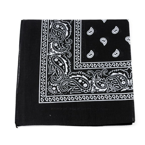 NYFASHION101 Unisex Double Sided Print Paisley Cotton Bandana Head Wrap Scarf, Black