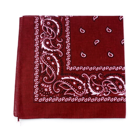 NYFASHION101 Unisex Double Sided Print Paisley Cotton Bandana Head Wrap Scarf, Burgundy