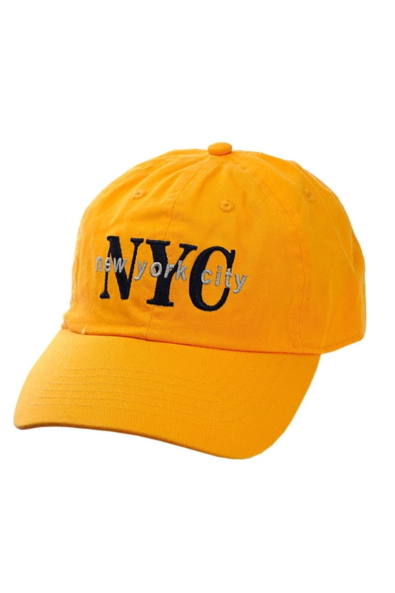 Unisex NYC New York City Embroidered Adjustable Low Profile Cap, NY02, Gold