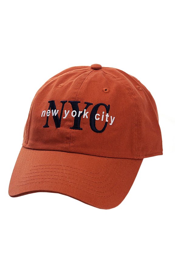 Unisex NYC New York City Embroidered Adjustable Low Profile Cap, NY02, Rust