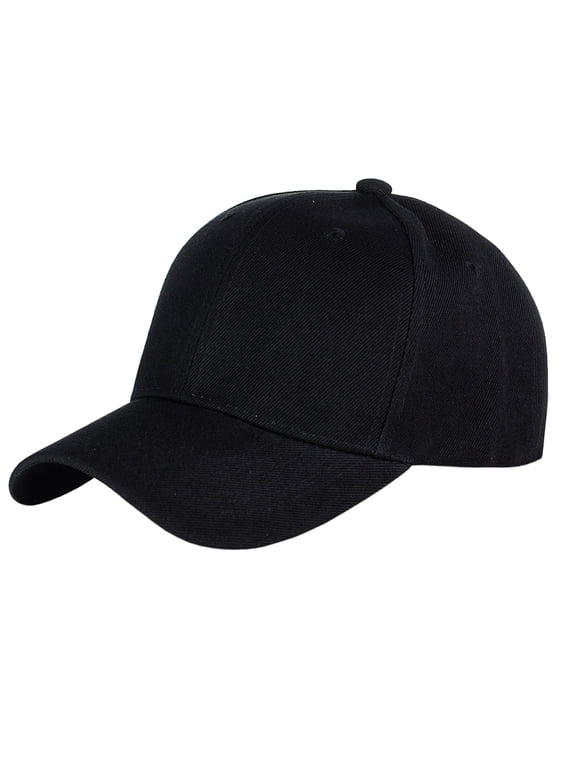 Unisex Plain Adjustable Hook and Loop Baseball Cap VEL100, Black