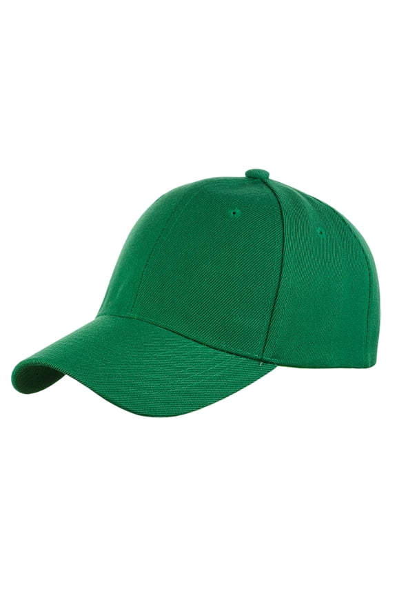 Unisex Plain Adjustable Hook and Loop Baseball Cap VEL100, Kelly Green