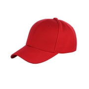 Unisex Plain Adjustable Hook and Loop Baseball Cap VEL100, Red