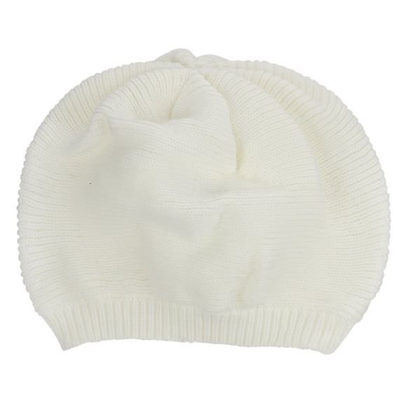 NYFASHION101 Unisex Yarn Crafted Warm Knit Ribbed Baggy Hat Skull Cap Beanie, White