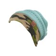 thumbnail image 1 of NYFASHION101 Warm Soft Stretch Cable Knit Camo Cuff Slouchy Beanie - Mint, 1 of 3