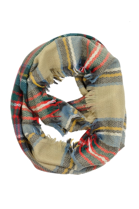 ® Women's Checkered Fall/Winter Loop Scarf - 7079 Beige