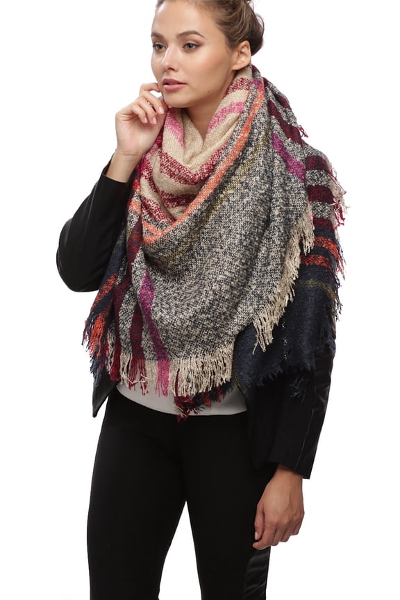 ® Women's Checkered Fall/Winter Loop Scarf - 7089 Blue