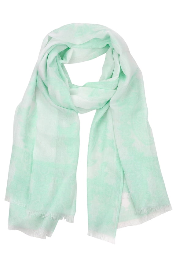 Women's Chiffon Soft Viscose Floral Paisley Pattern Scarf Shawl Wrap, Light Green