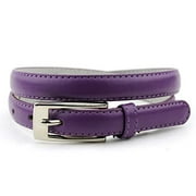 NYFASHION101 Women's Classy Skinny Bonded Leather Casual Belt with Shiny Buckle (L (37"-41"), Dk Purple)