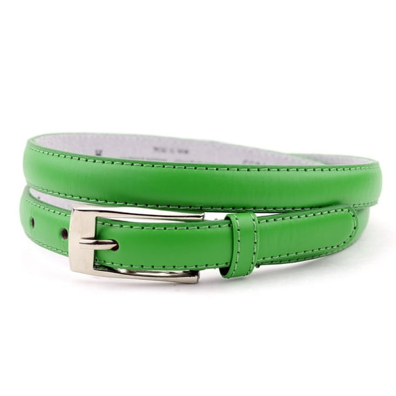 NYFASHION101 Women's Classy Skinny Bonded Leather Casual Belt with Shiny Buckle (L (37"-41"), Green)