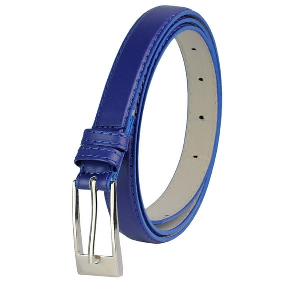 NYFASHION101 Women's Classy Skinny Bonded Leather Casual Belt with Shiny Buckle (L (37"-41"), Royal)