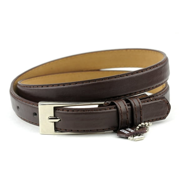 NYFASHION101 Women's Classy Skinny Bonded Leather Casual Belt with Shiny Buckle (M (34"-38"), Brown)