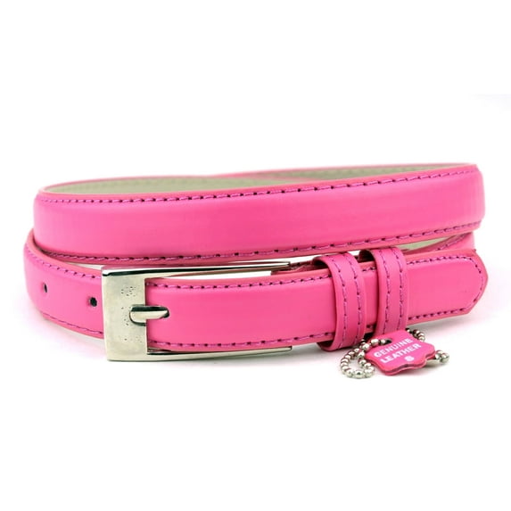 NYFASHION101 Women's Classy Skinny Bonded Leather Casual Belt with Shiny Buckle (M (34"-38"), Dk Pink)