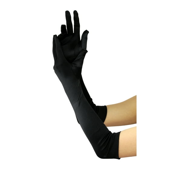 NYFASHION101 Women's Fashionable Classy Elbow Length Satin Gloves 12BL, Black